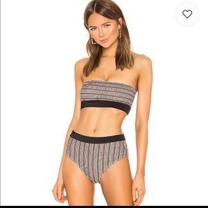 House of Harlow Nessa Bikini Top Small Black Stripe NWT